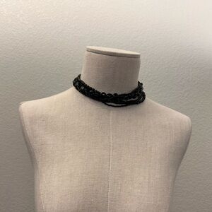 Premier Designs Black Multi Strand Beaded Choker Necklace